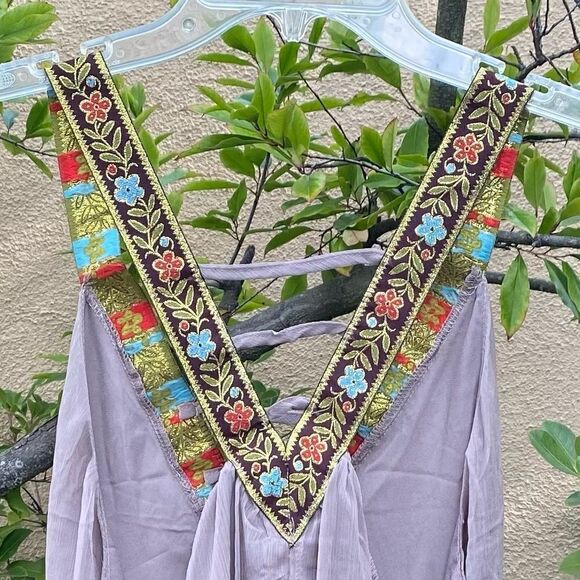 đBlush NoirâBeige Dressâw/âcolorfulâfloralâstraps.âSzâLargeâNWT! - Picture 4 of 9